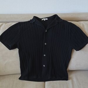 Madewell Textured-Stitch Sweater Polo Shirt